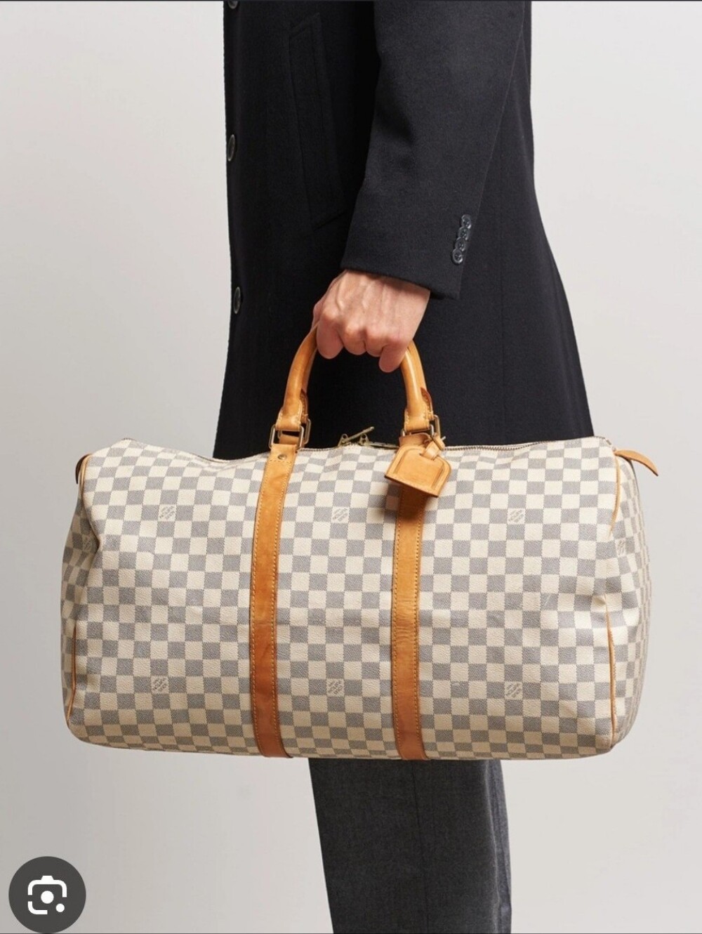 Lv. Inspired Women’s Checkerboard Carryall Bag in Cream and Tan